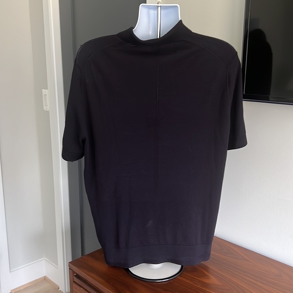 Ted Baker Navy Polo with side seam pinstripe in lighter blue - Picture 3 of 4